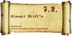 Hlavati Milán névjegykártya